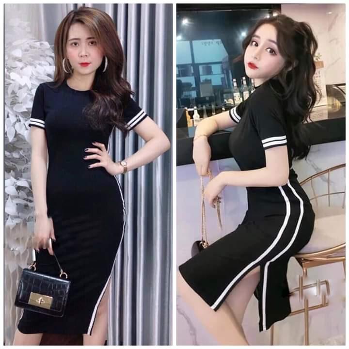 Đầm body  váy body phối màu  cá tính