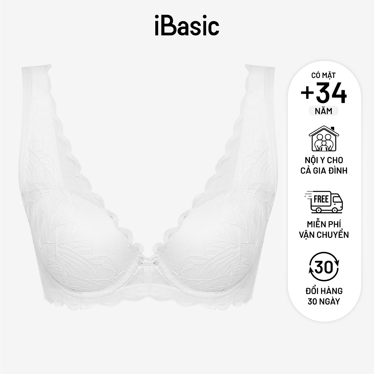 Áo ngực có gọng mút dày nâng ren iBasic BO18-1