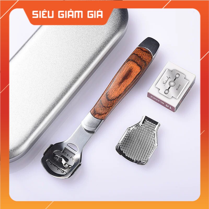 Máy mài tế bào chết gót chân,máy mài chân tập chân có thể sạc lại,loại bỏ da cứng, Dụng Cụ Mài, Chà Gót Chân Tẩy Da Chết Inox Cao Cấp kèm 10 dao cạo thay thế