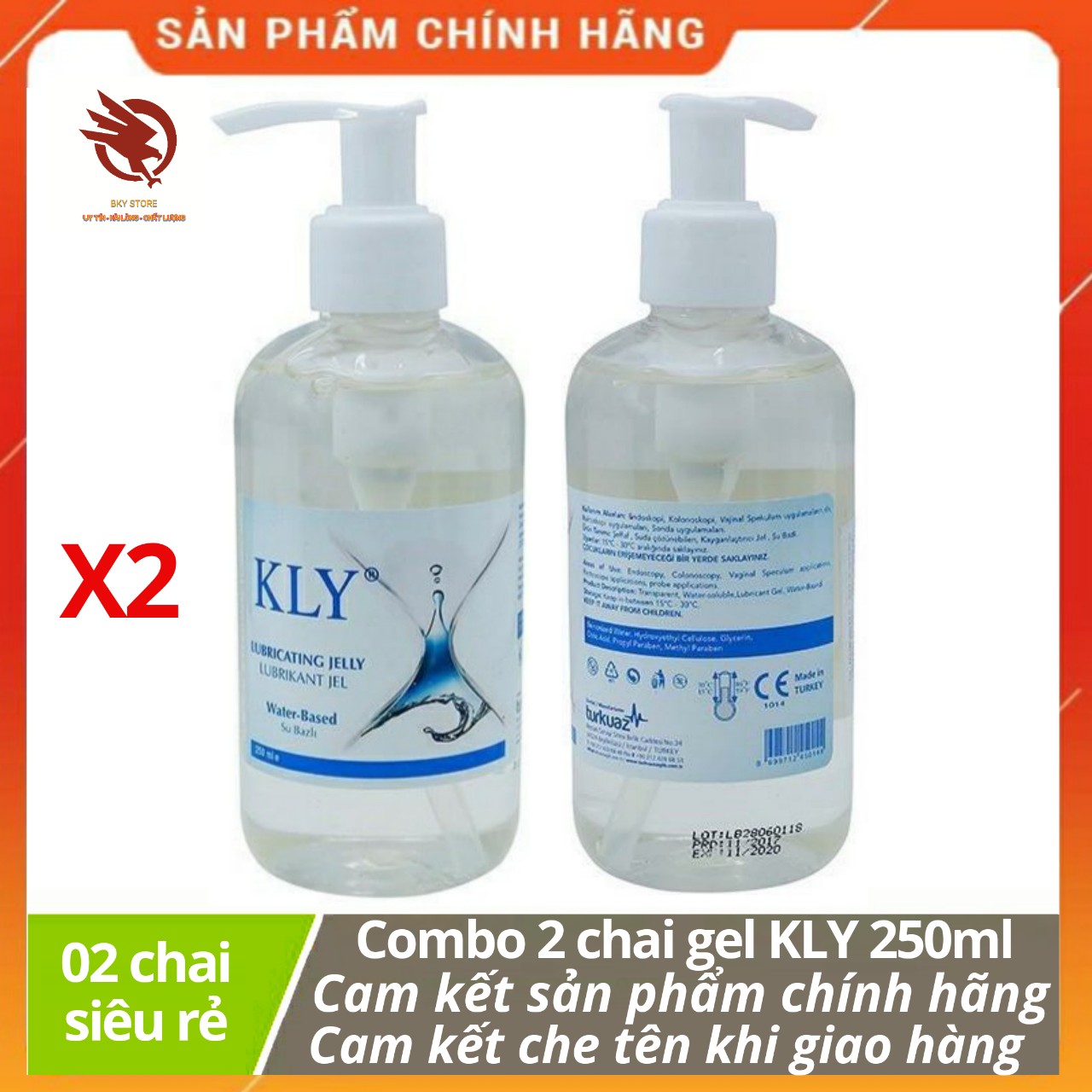 HCM combo siêu rẻ  - Gel bôi tron gốc nước KLY An toàn hiệu quả - 2 chai
