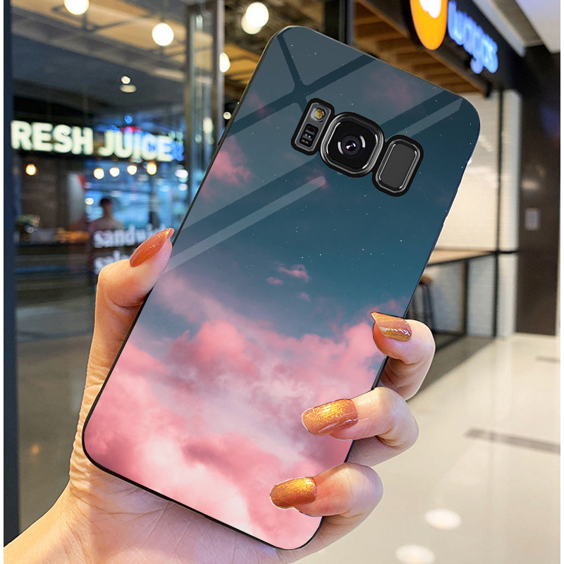 Ốp lưng samsung galaxy s8, s8 plus mặt kính sáng bóng, họa tiết mây trời