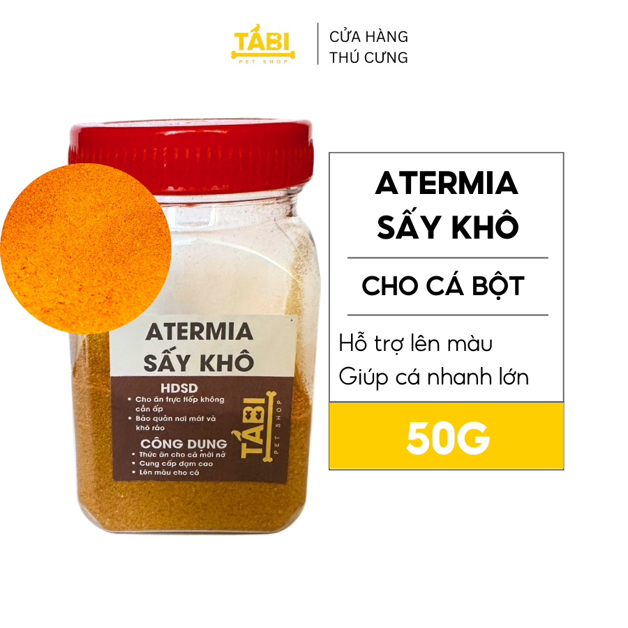 50g bột artemia tách vỏ sấy khô thức ăn cá cho cá bột, cá bảy màu, betta, guppy,...