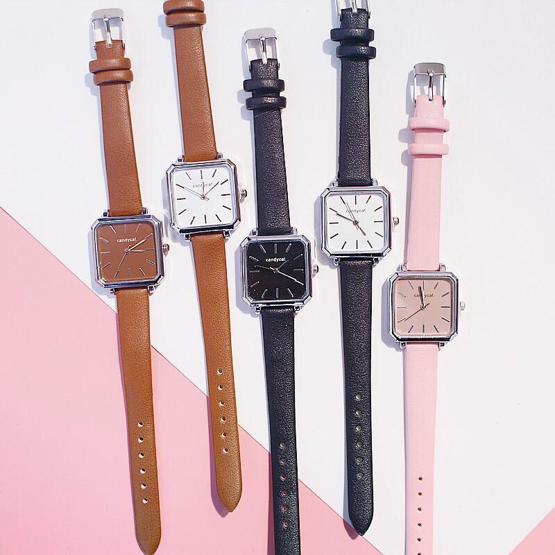 Đồng hồ thời trang nữ Candycat dây da mặt vuông T48