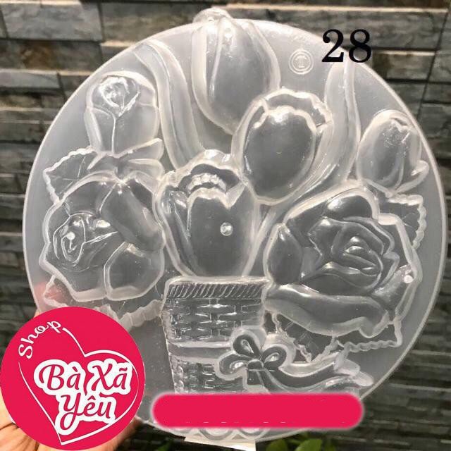 Khuôn rau câu giỏ hoa hồng tulip 20cm