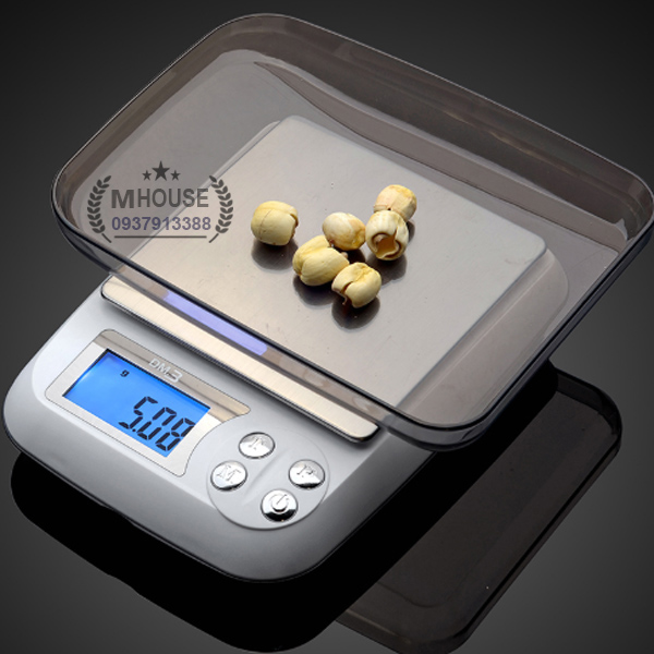 Cân Điện Tử Mini Chia Thực Phẩm 0.1g/ 2Kg Tặng 1 Khay Đựng