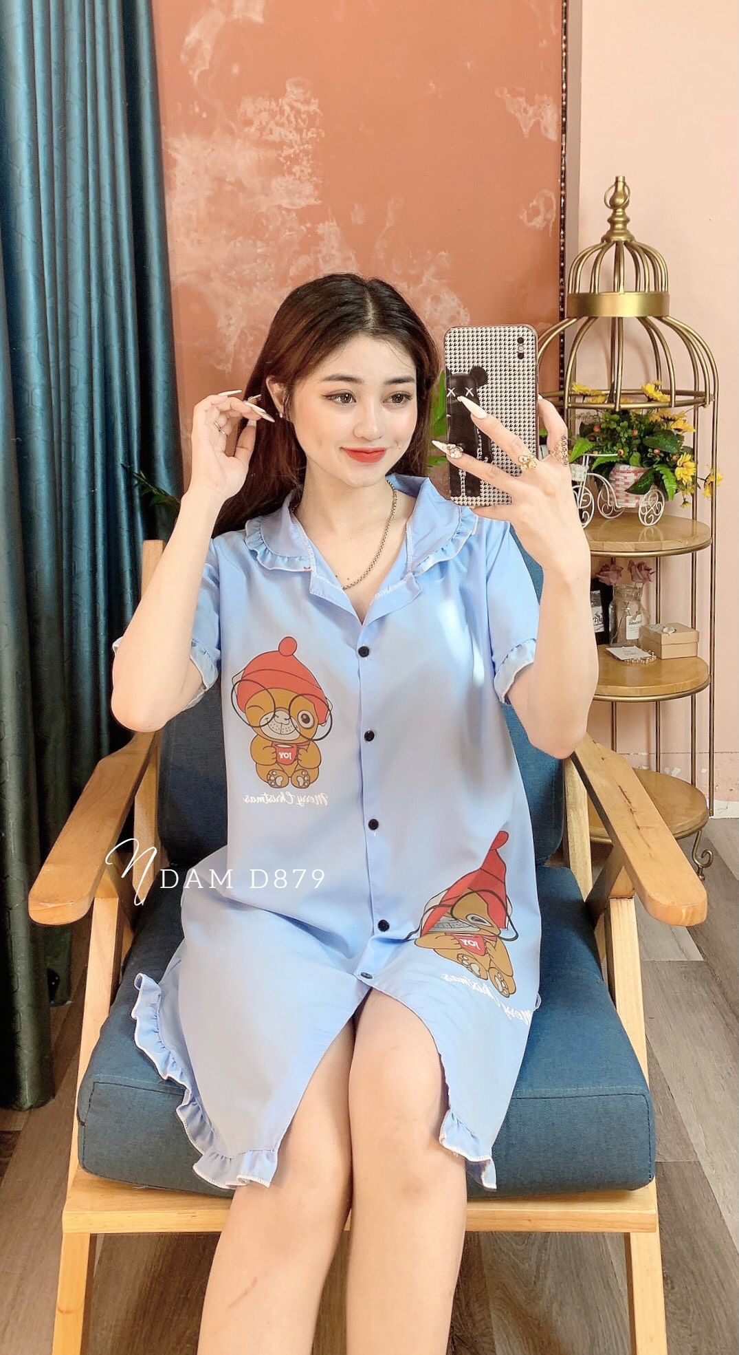 Đầm ngủ hoạt hình dễ thương chất kate phom 55kg - D874 🛑 Đầm bò sữa 🛑 Đầm ngủ pijama 🛑 Đầm kate in hình dễ thương 🛑 Đầm ngủ kate 🛑 Đầm dễ thương 🛑 Đầm hoạt hình 🛑 Đầm phom to