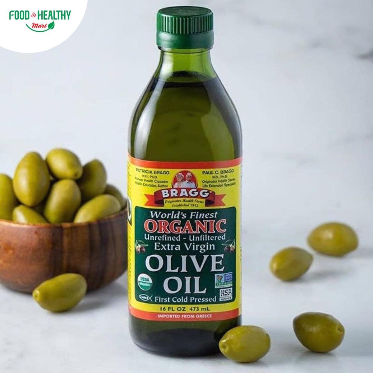 Dầu Olive Ép Lạnh Hữu Cơ Bragg 473ml - Extra Virgin Olive Bragg 473ml
