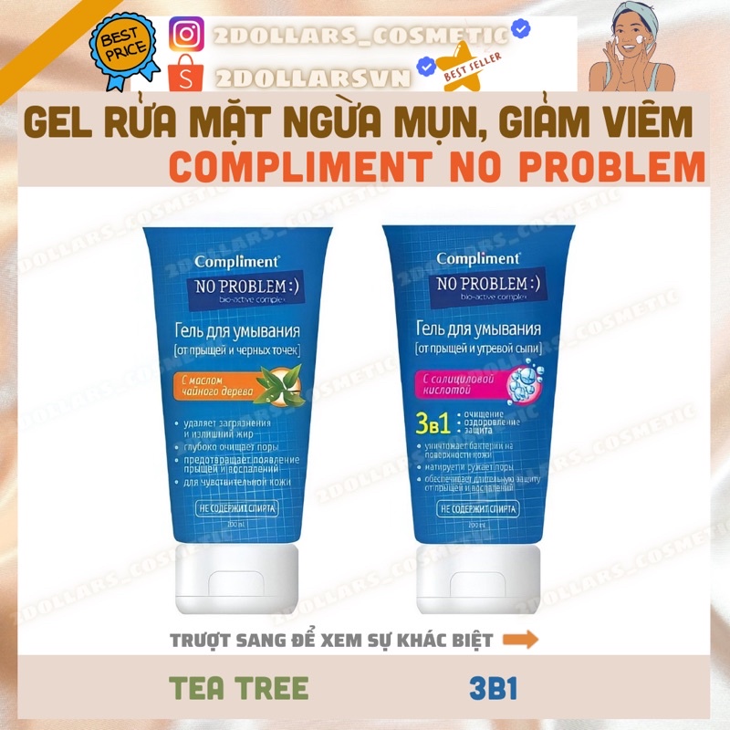 Gel Rửa Mặt Compliment No Problem Giảm Viêm Mụn 200ml