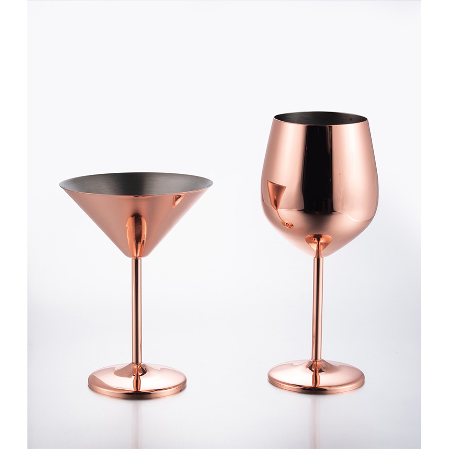 Bộ 2 Ly Cocktail và Ly Rượu Inox 304 - ( Cocktail : 12x16.5cm 230ml ) ( Ly Rượu : 7.5x21.5cm 500ml )