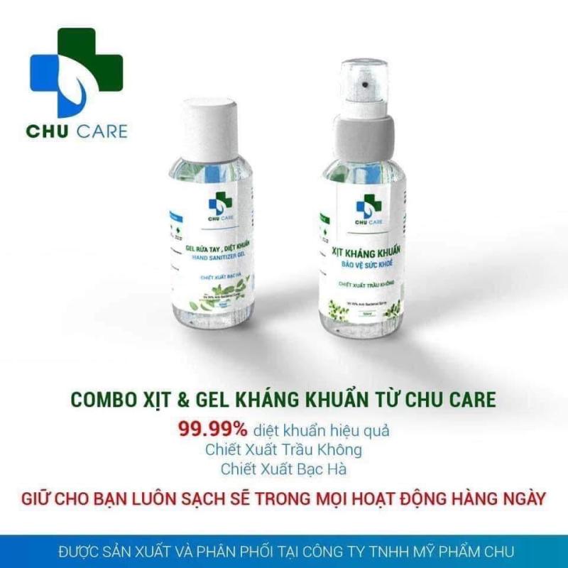 Combo 2 chai nước rửa tay khô diệt khuẩn GEL và XỊT Chu Care 50ml