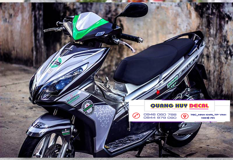 Tem trùm Air Blade xám xanh heineken - Độ dán team trùm decal xe máy Air Blade xám xanh heineken - Team trùm decal xe máy Air Blade rẻ đẹp và chất