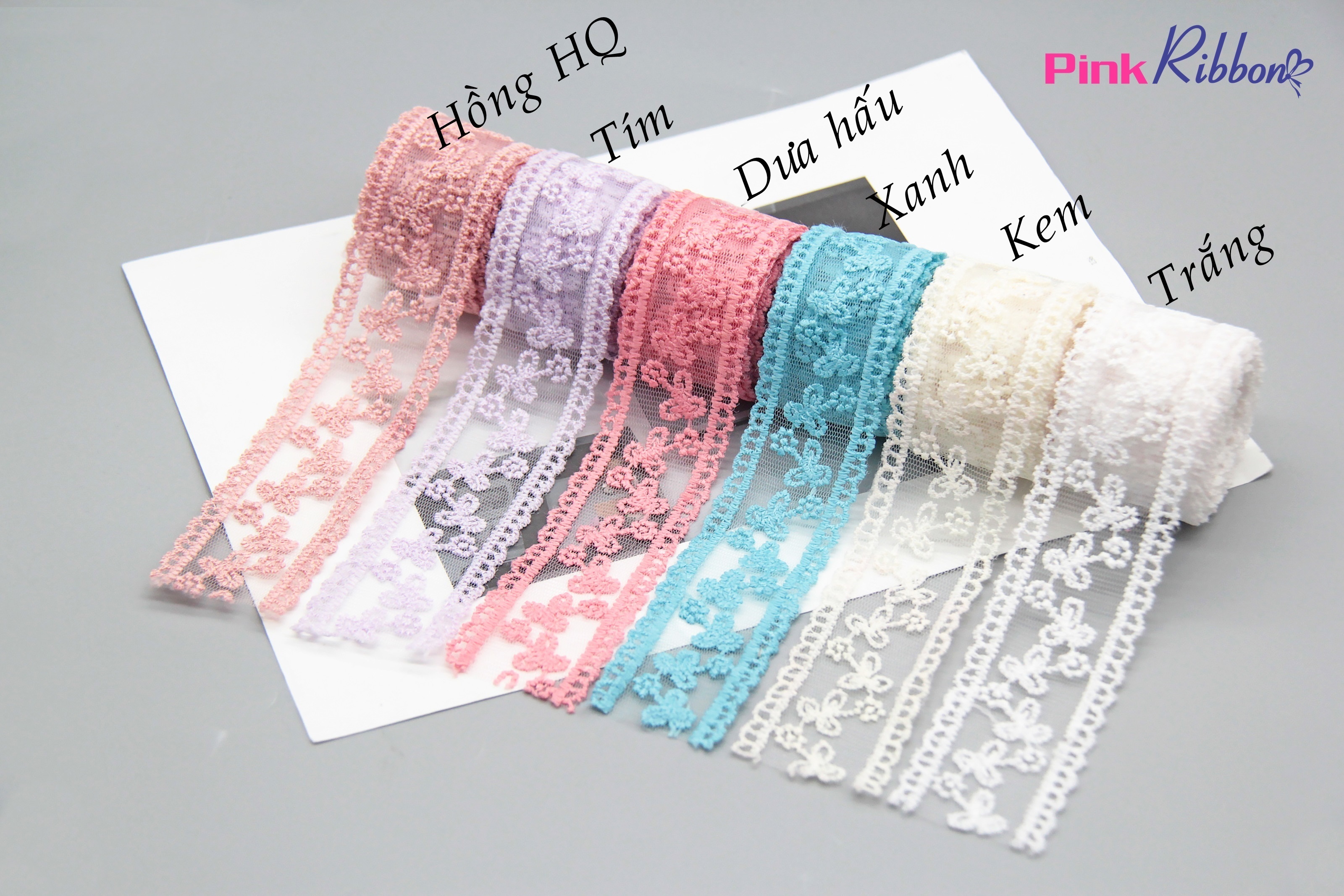 Ren thêu hoa nhiều màu cỡ 3.5cm