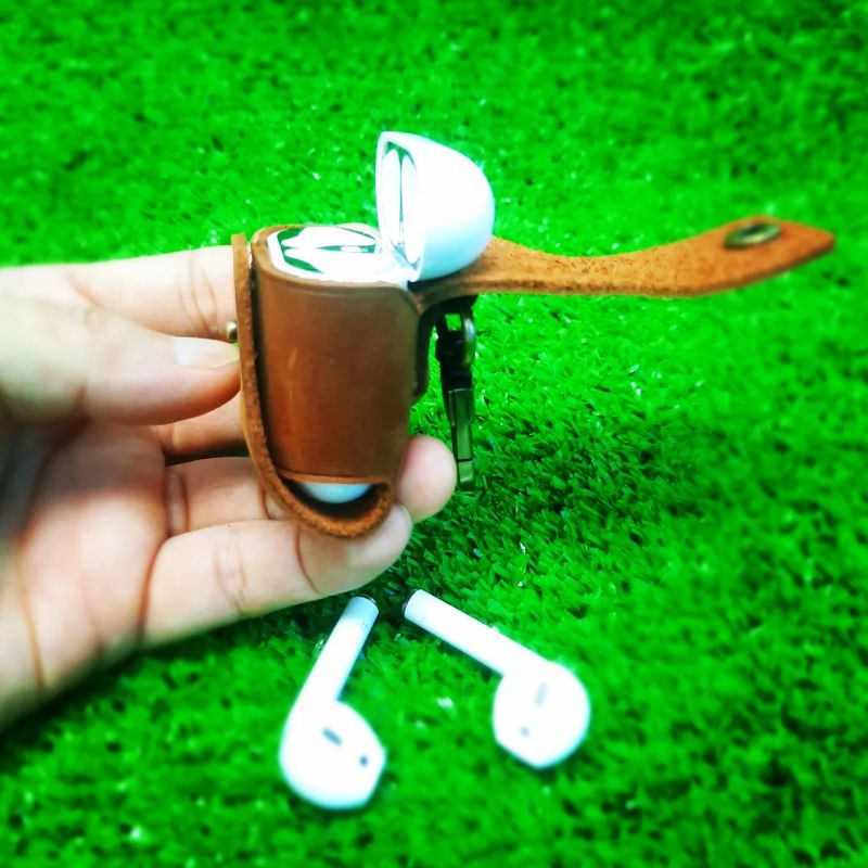 BAO DA AIRPODS 2 TỐI GIẢN (DA THẬT) Handmade