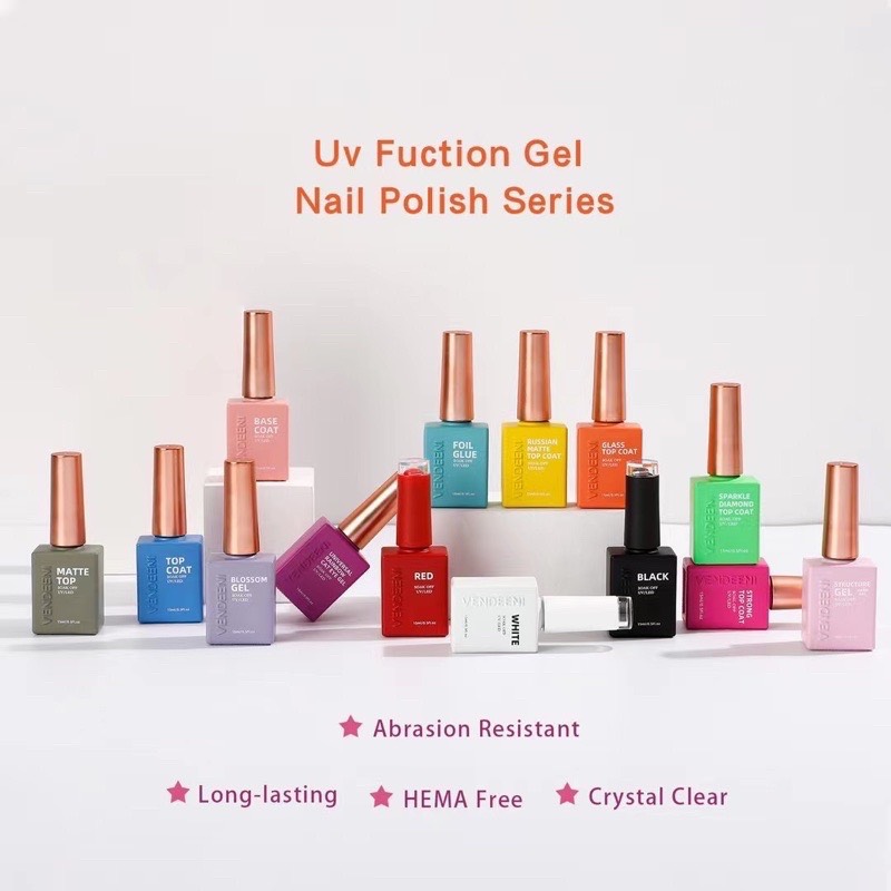 sơn gel top base cứng móng top lì ko lem trắng đen vendeeni