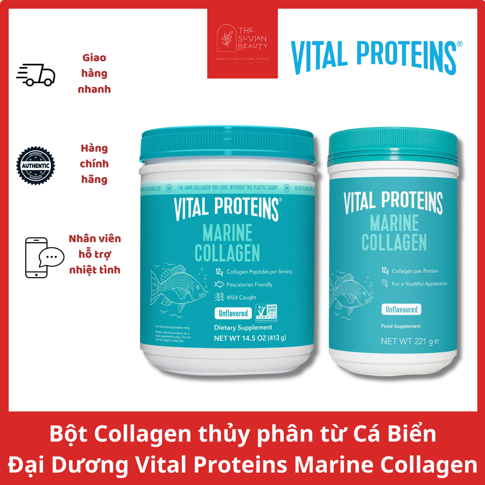 Bột Collagen thủy phân Vital Protein Collagen Peptides đủ vị (không chứa GMO-sữa-gluten)