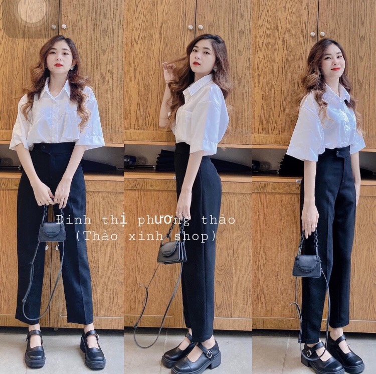 Áo sơ mi nữ áo nữ đi học [ M. SM TÚI TRẮNG ]
