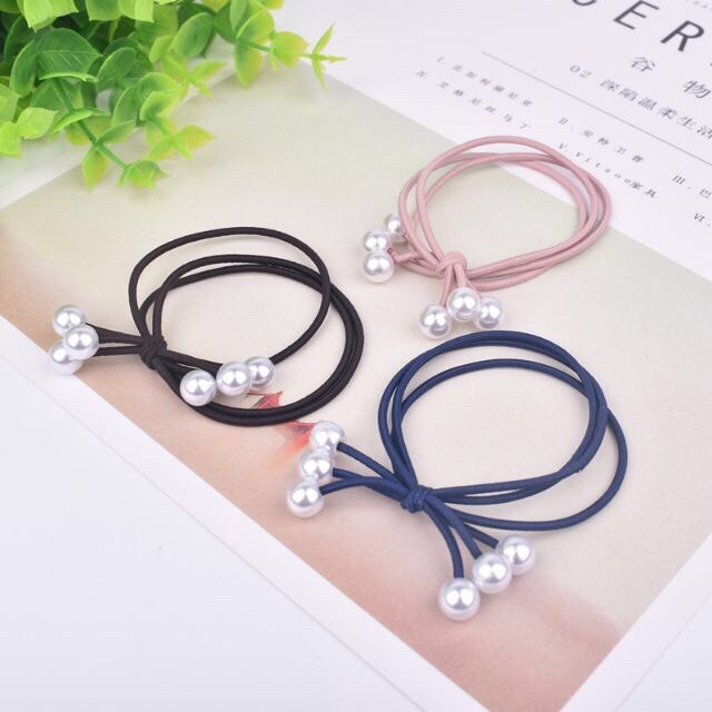 Sỉ 10 Dây Cột Tóc Đính Hạt Trai, Buộc Tóc, Hàng Đẹp - phukienteen