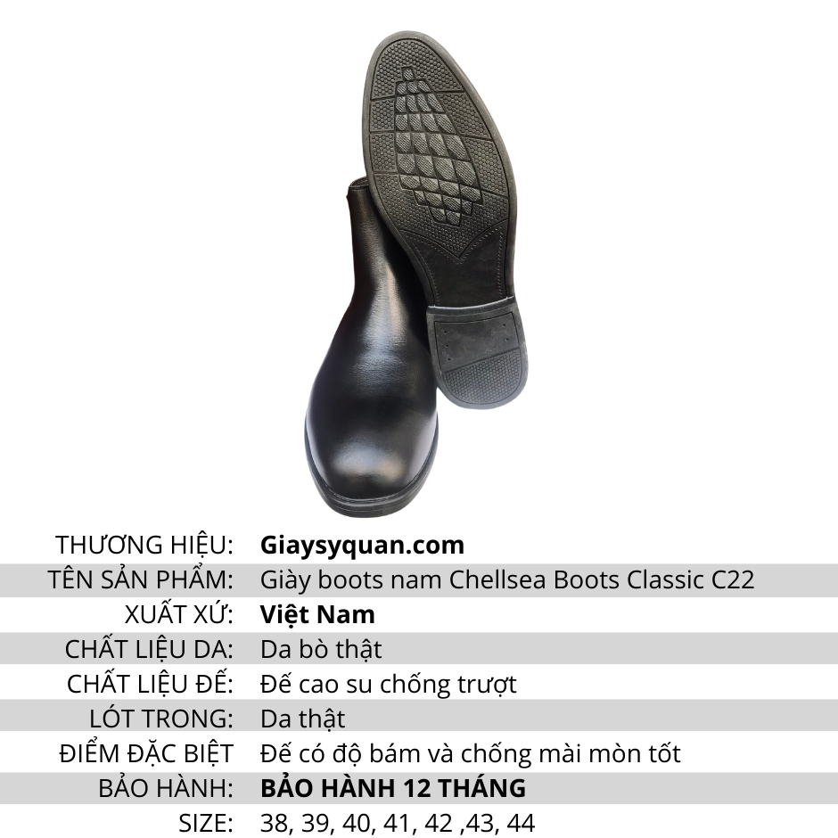 Giày boots nam Chellsea Boots Classic