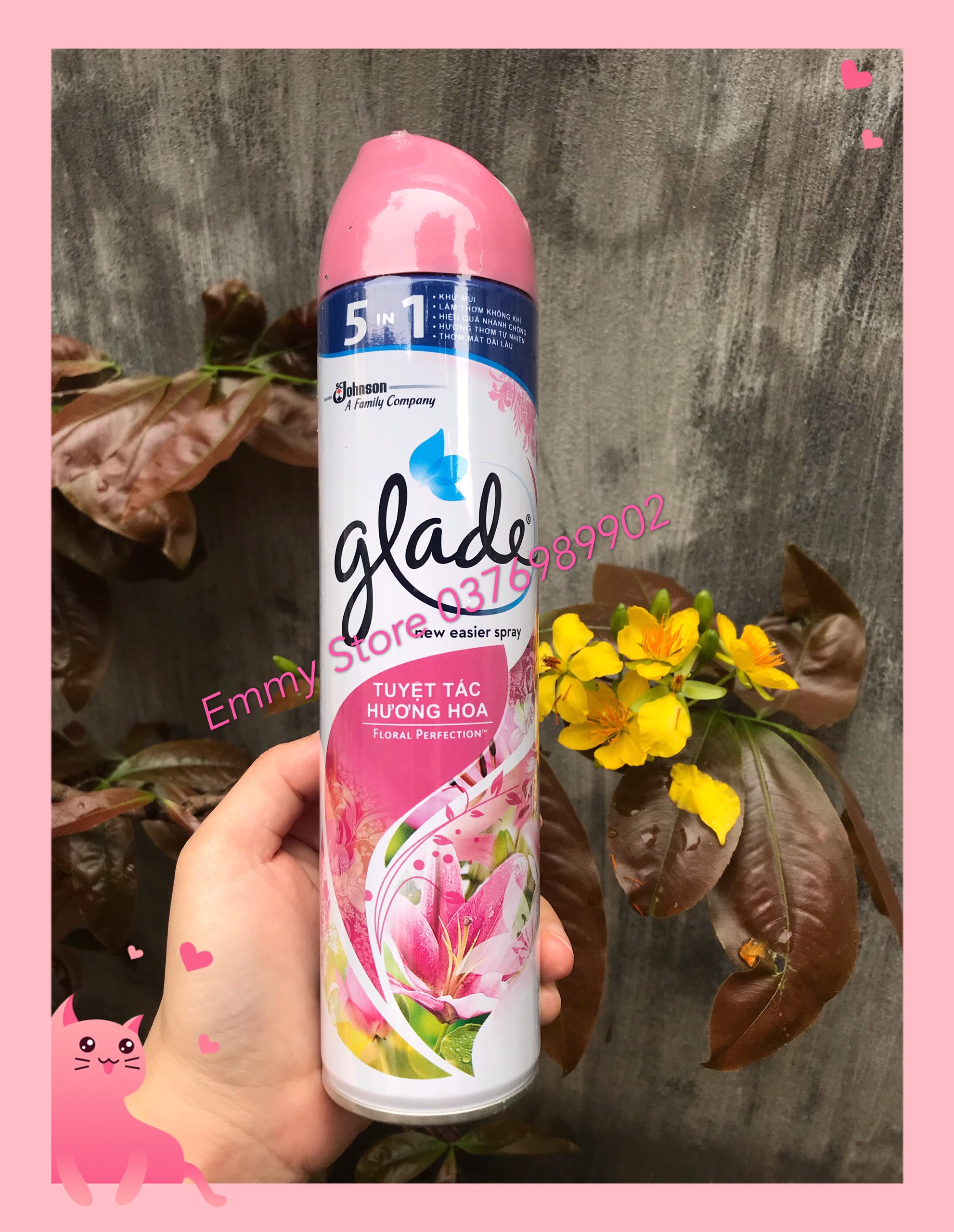 Bình xịt thơm phòng GLADE hương hoa 280ml ( hàng cty Johnson & son )