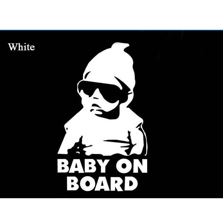 Tem Decal Dán Trang Trí Xe Hơi Baby On Board[Màu Trắng]