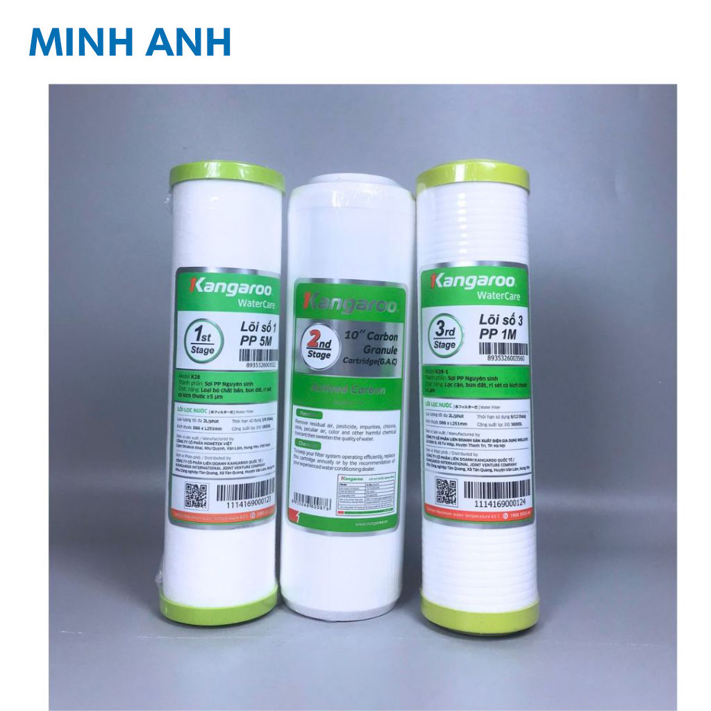 Combo 4 lõi lọc ( Bộ lọc thô số 1,2,3 + lõi số 1) cho máy lọc nước KANGAROO