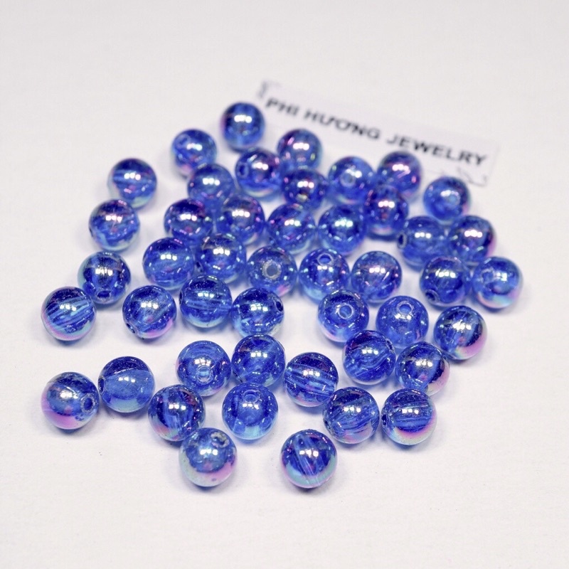 Gói 100 hạt cườm tròn cừ 8mm - 10mm nhựa đủ màu nguyên liệu handmade