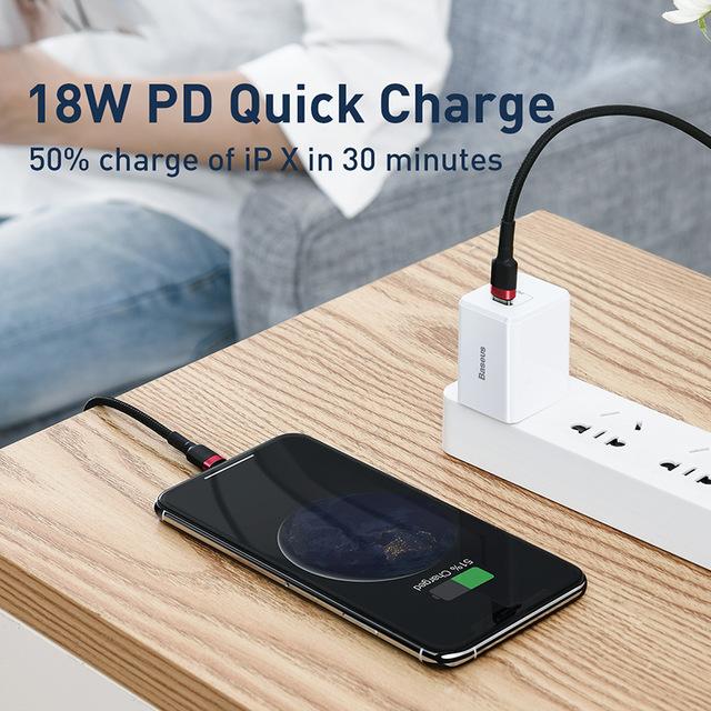 [BẢO HÀNH 12 THÁNG] Cáp sạc nhanh và truyền dữ liệu tốc độ cao Type C - Lightning Baseus (CATKLF) cho iPhone (18W PD Cáp bọc chống gãy đứt)