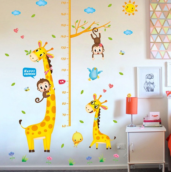 Decal dán tường Thước đo hươu vàng