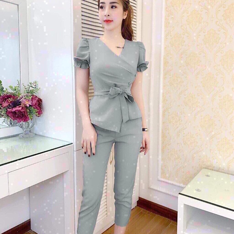 Set Bộ Đùi Vạt Chéo Thắt Nơ Eo