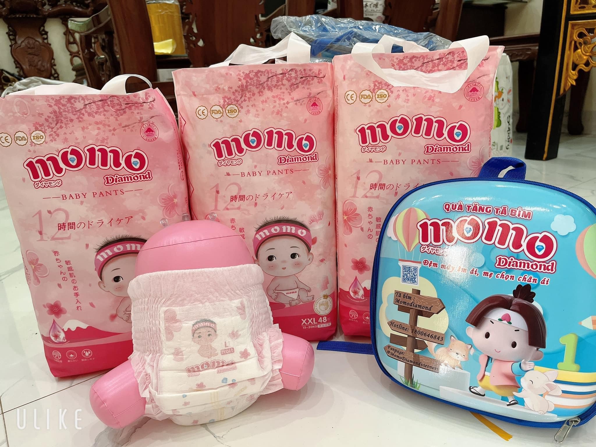 [Bao Ưng] Bỉm Tã Dán/Quần Momo Diamond Cao Cấp Đủ Size (Tinh Chất Hoa Anh Đào)