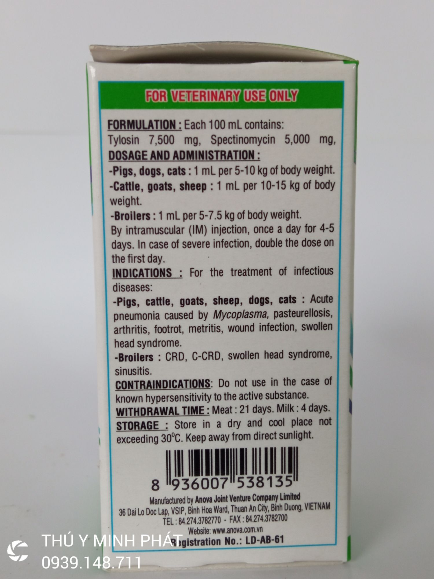 NOVA TYLOSPEC 20ml Thuốc trị viêm phổi cấp tính cho chó mèo, gà đá