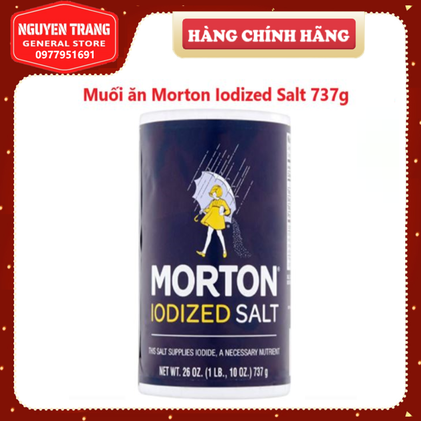Muối I ốt Morton Iodized Salt 737g