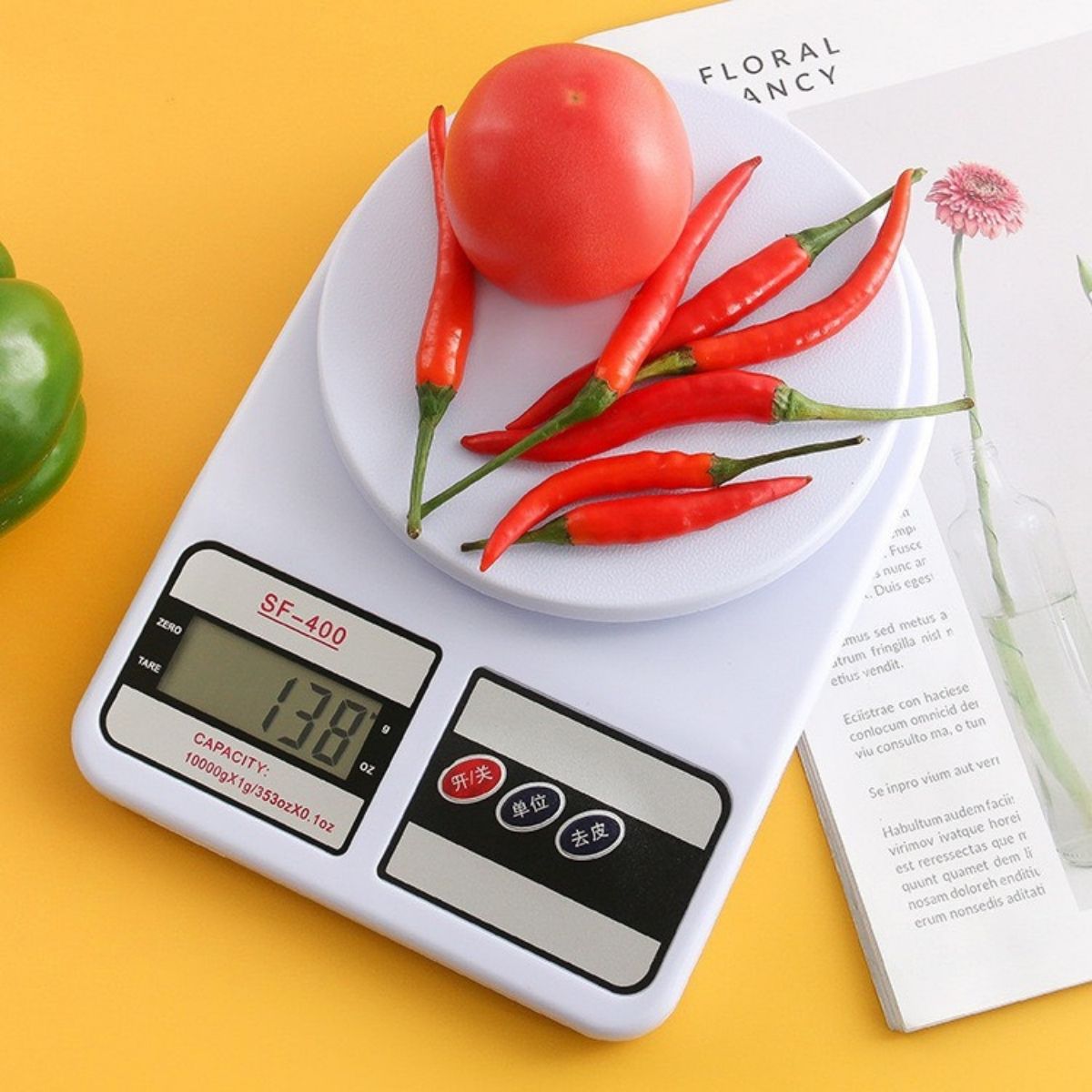 Cân điện tử mini nhà bếp SF400, Cân tiểu ly độ chinh xác cao dịnh lượng 1g đến 10kg, Tặng kèm 2 viên Pin AA