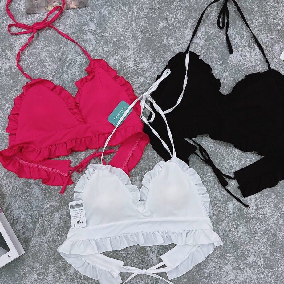 Áo Croptop Dây Yếm Cột Viền Bèo