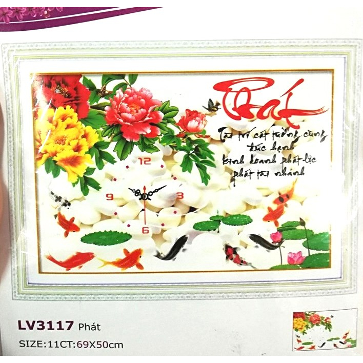 Tranh thêu chữ thập ddoogf hồ chữ phát (60x45cm)