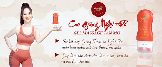 Cao Gừng Nghệ Đỏ Tan Mỡ có thanh lăn massage