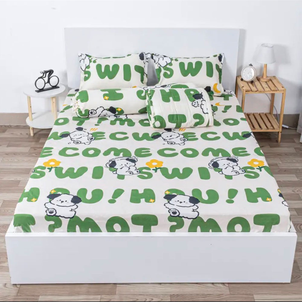 Bộ ga gối mẫu gấu dâu - gậy vải cotton poly, ga giường nhiều kích thước m2/m6/m8/2m2