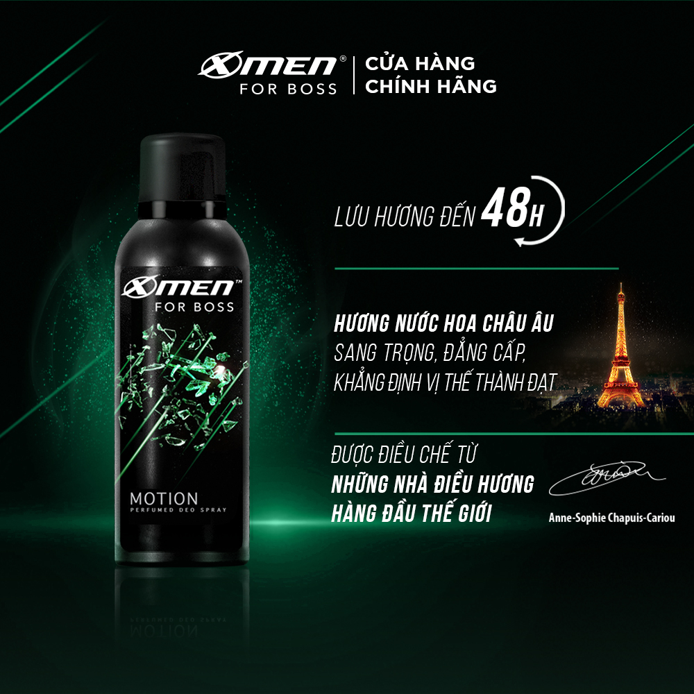 [Tặng 2 quà đơn 249k] Combo 2 Xịt khử mùi X-Men for Boss Motion 150ml
