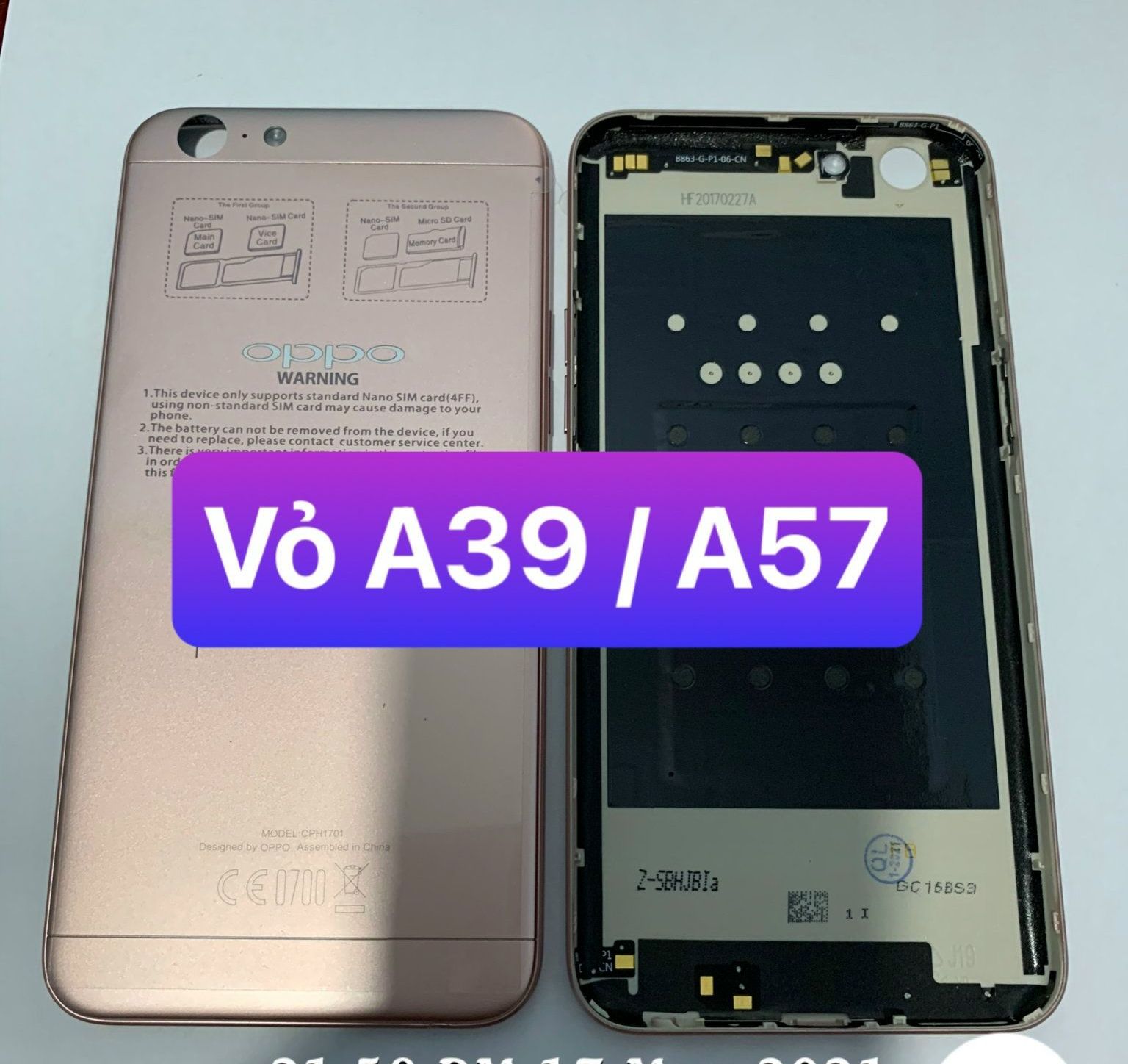 lưng vỏ oppo A39 / A57 lắp chung