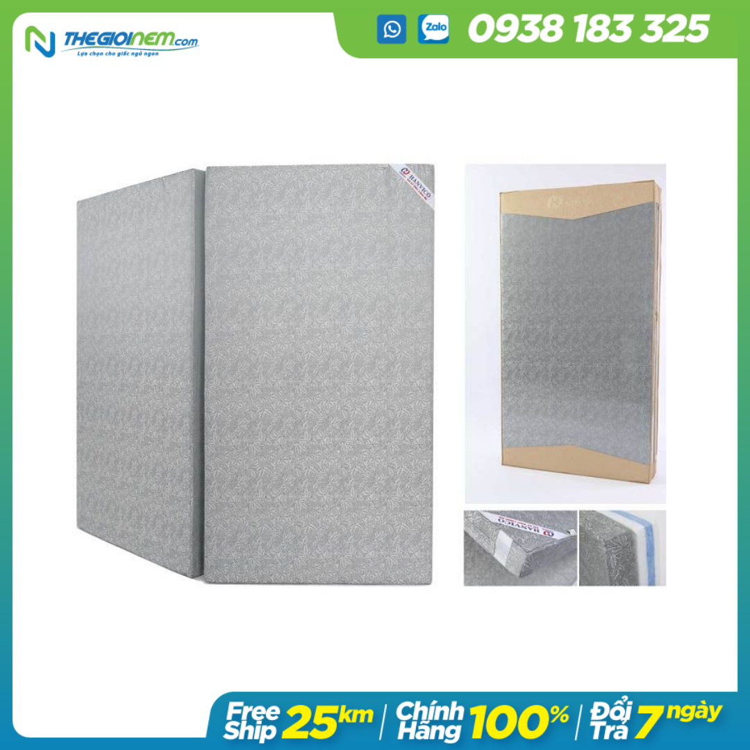 Đệm Bông Ép Hanvico Vải Gấm gấp 2