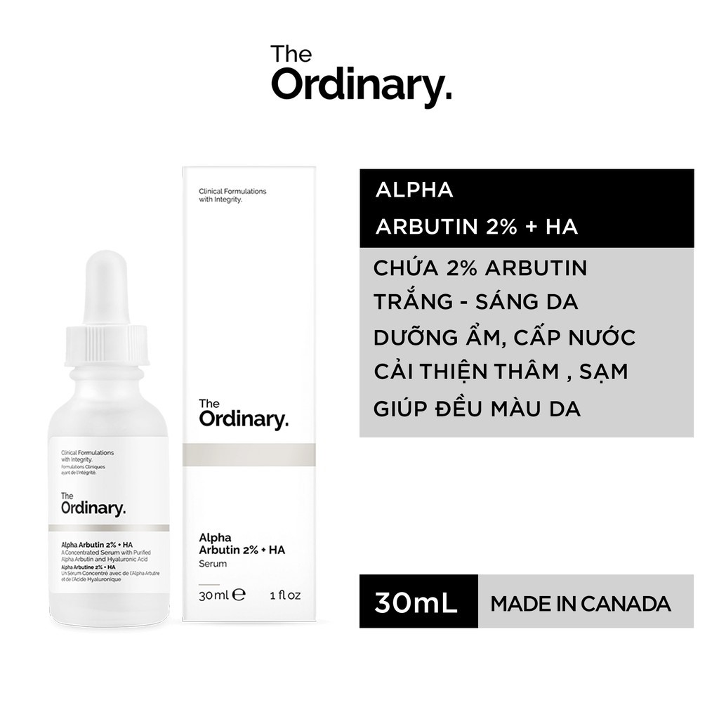 THE ORDINARY Serum Alpha Arbutin 2% + HA Tinh chất dưỡng trắng mờ thâm nám chống lão hóa 30mL