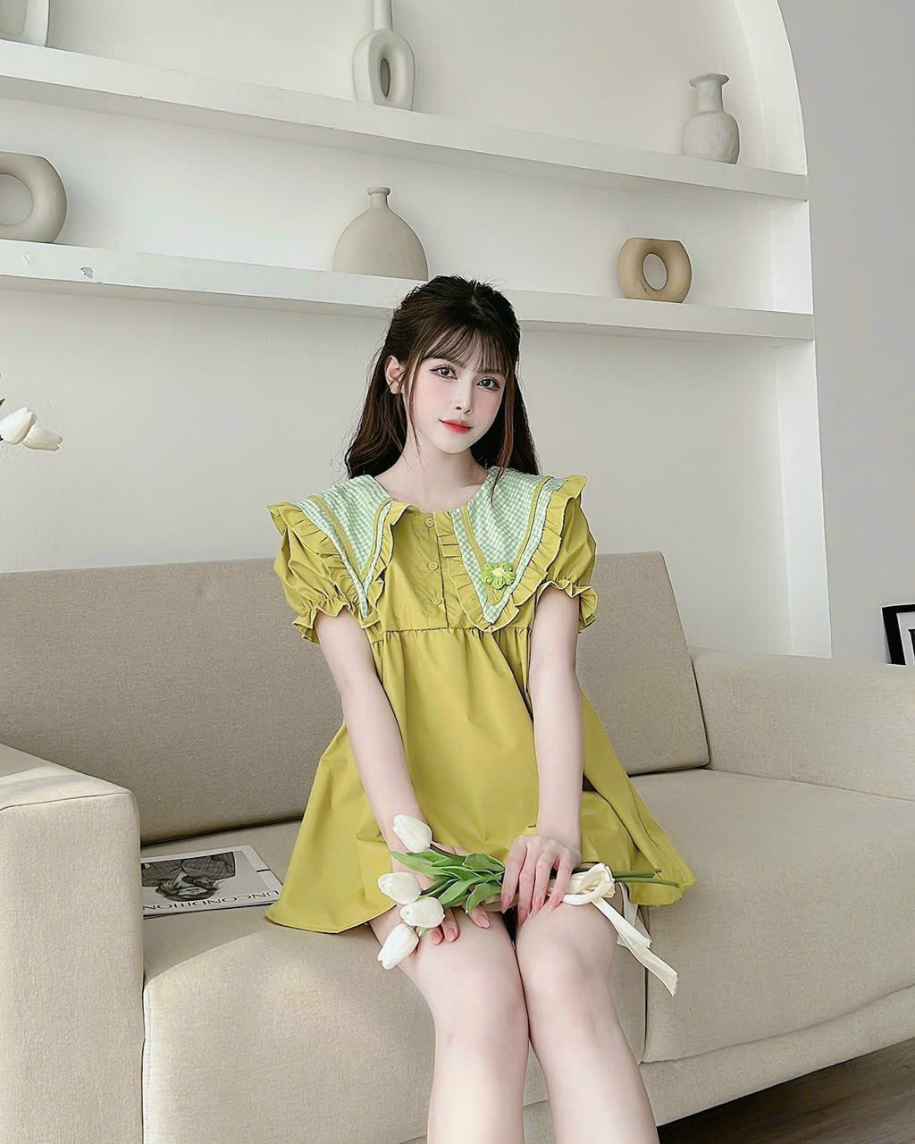 [FREESHIPMAX] áo bầu sơ mi trẻ trung cho mẹ bầu