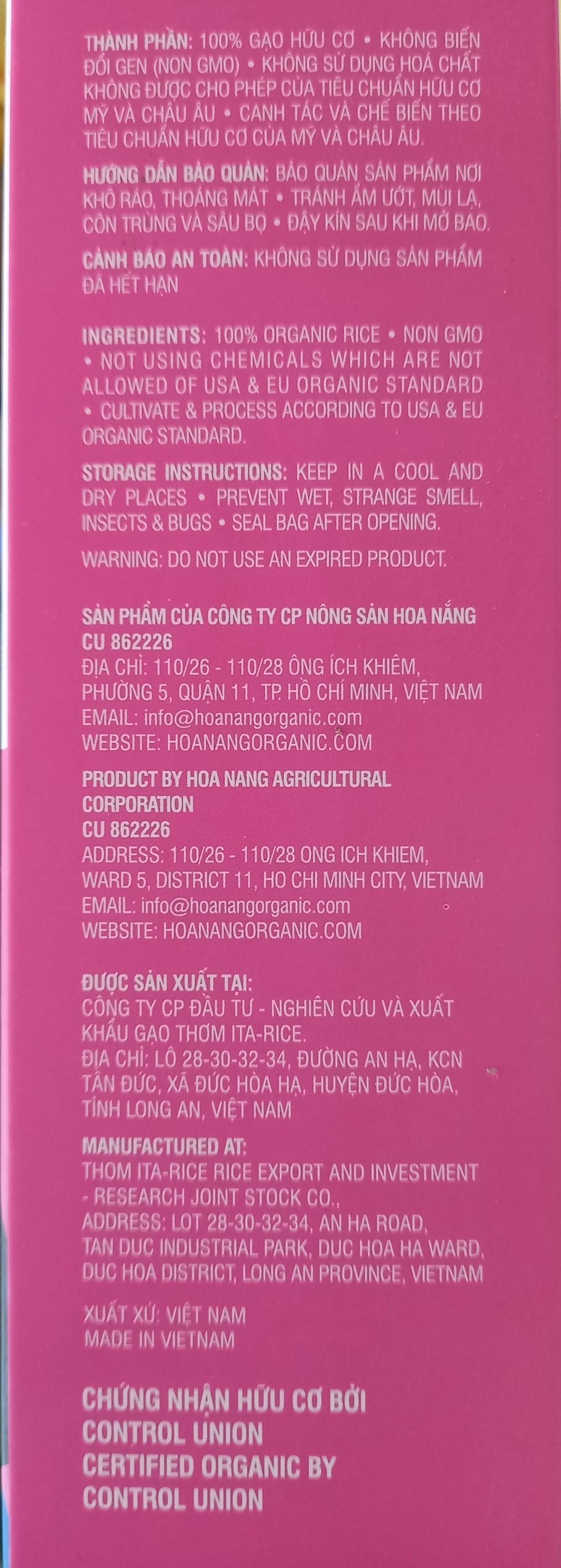 Tấm Hữu Cơ Hoa Nắng Hôp 1kg