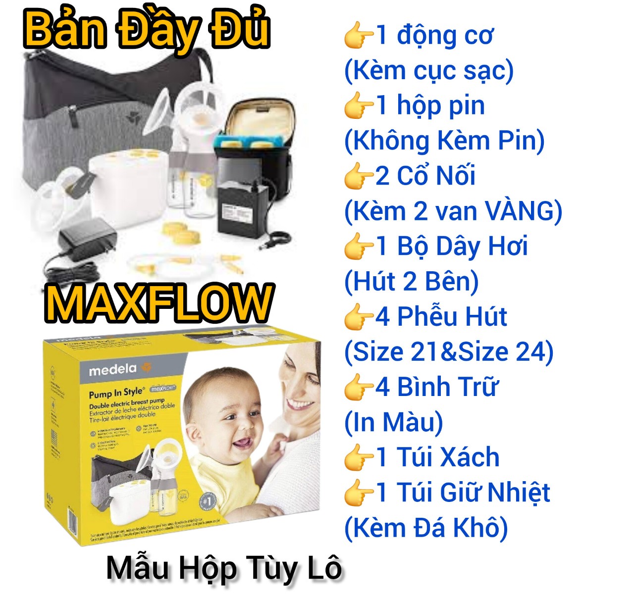 [NGUYÊN TEM] Máy Hút Sữa Điện Đôi MEDELA Pump In Style MAXFLOW Chính Hãng(Vô Địch Kích Hút Sữa)