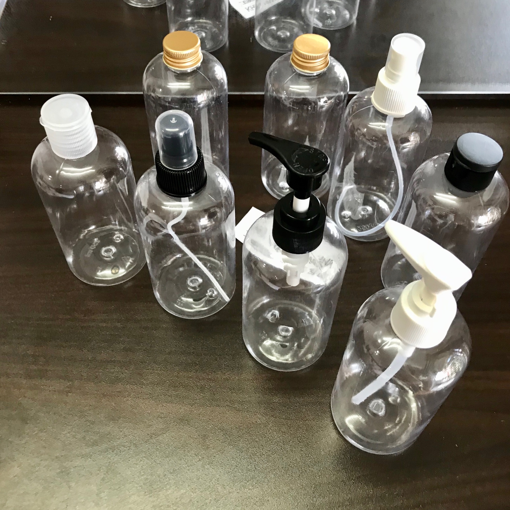 Chai nhựa trong suốt 250ml - chai nhựa lun 250ml nắp xịt phun sương / nhấn nhỏ giọt/nắp bật nhỏ giọt /nắp nhôm-chai pet