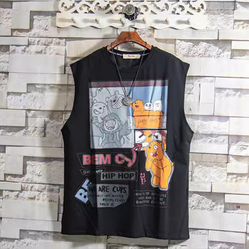 Áo thun nam ba lỗ tanktop mùa hè in họa tiết hoạt hình form rộng thời trang yodi top nam 321v1