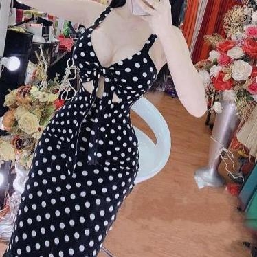 Đầm body bi cột nơ hở ngực sexy