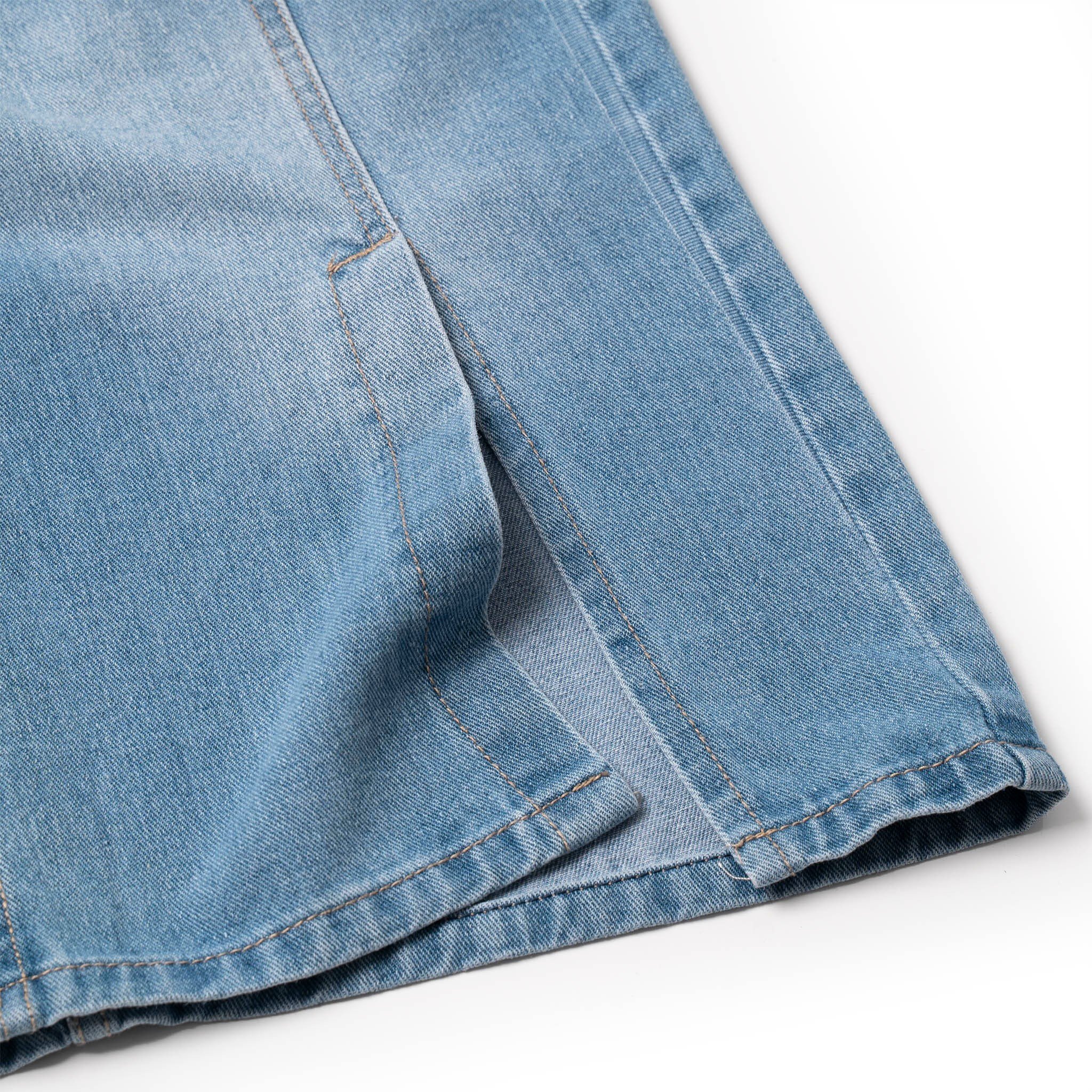 Chân váy denim washed SLC - form dài ngang gối
