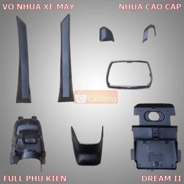Dàn áo xe máy Dream II - Nhựa pp đen màu ĐỎ CỜ