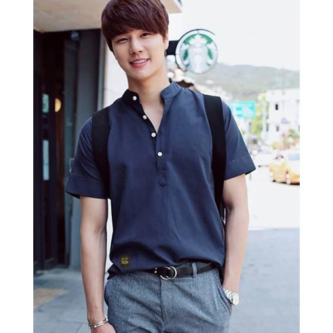 Áo Sơ mi Tay lửng cổ trụ Unisex